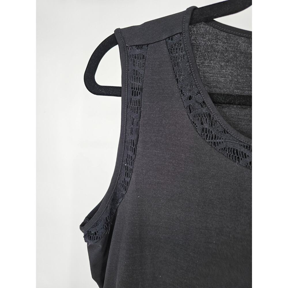 Easywear by Chicos Womens Sz 2 (L) Classic Tank Top Black. W/ Lace Trim - Picture 2 of 4